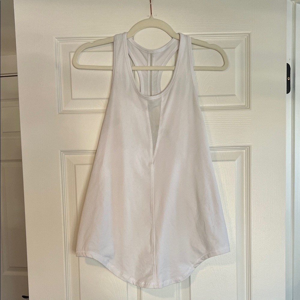 White Racerback Tank Top with Deep V Front